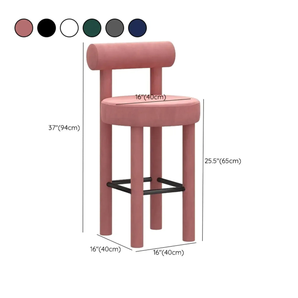Multicolor Simple Round 4-Leg Upholstered Bar Stools