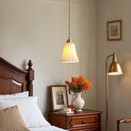 Elegant Cylinder Lampshade White Ceramic Pendant Lamp for Bedroom