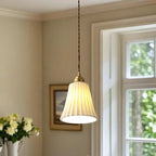 Elegant Cylinder Lampshade White Ceramic Pendant Lamp for Bedroom