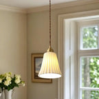 Elegant Cylinder Lampshade White Ceramic Pendant Lamp for Bedroom