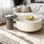 White Round Modern Drum Wood Coffee Table