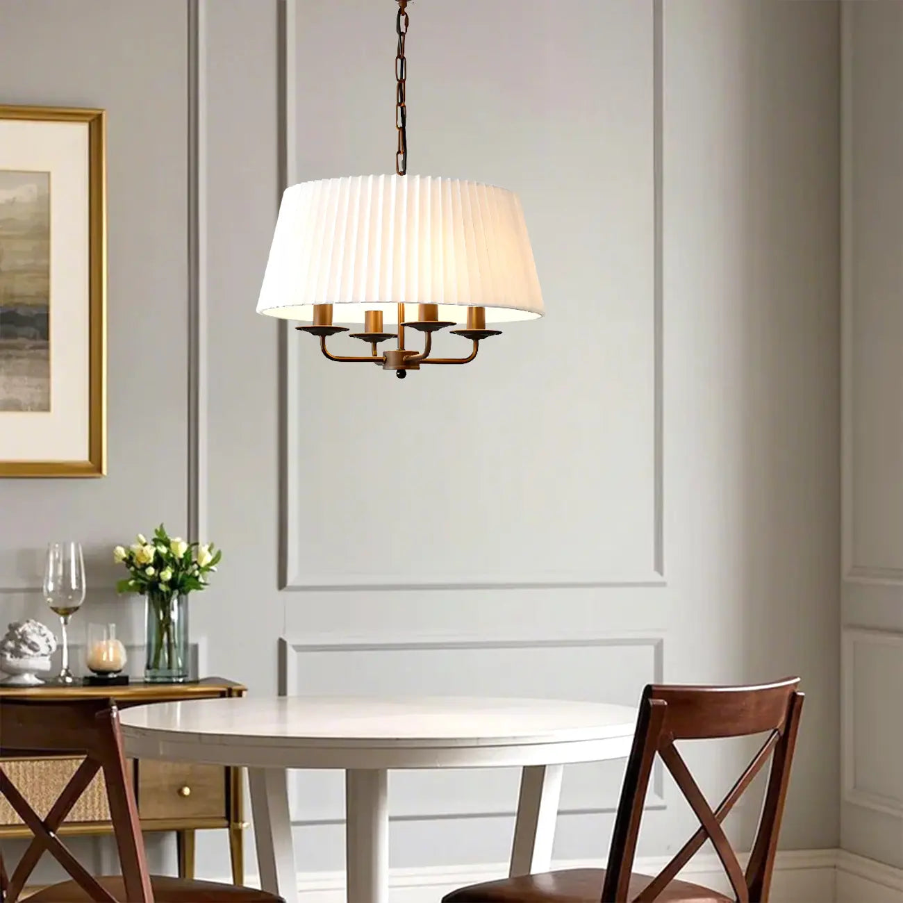 Modern Fabric Drum Chandelier with Adjustable Hanging Length