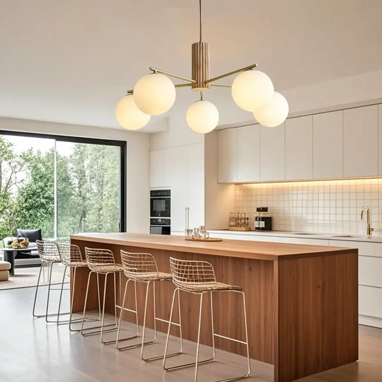 Minimalist Adjustable Globe Pendant Light with White Shade