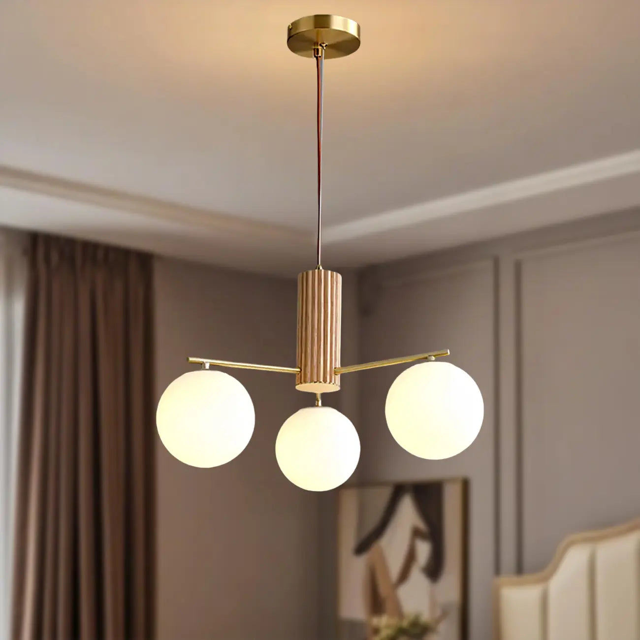 Minimalist Adjustable Globe Pendant Light with White Shade