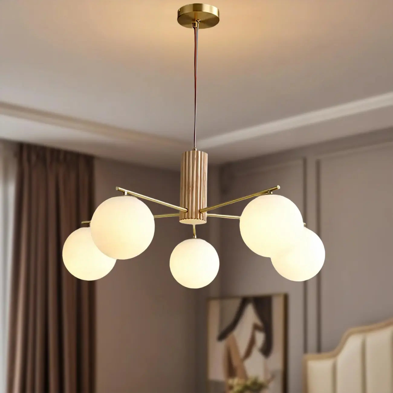 Minimalist Adjustable Globe Pendant Light with White Shade