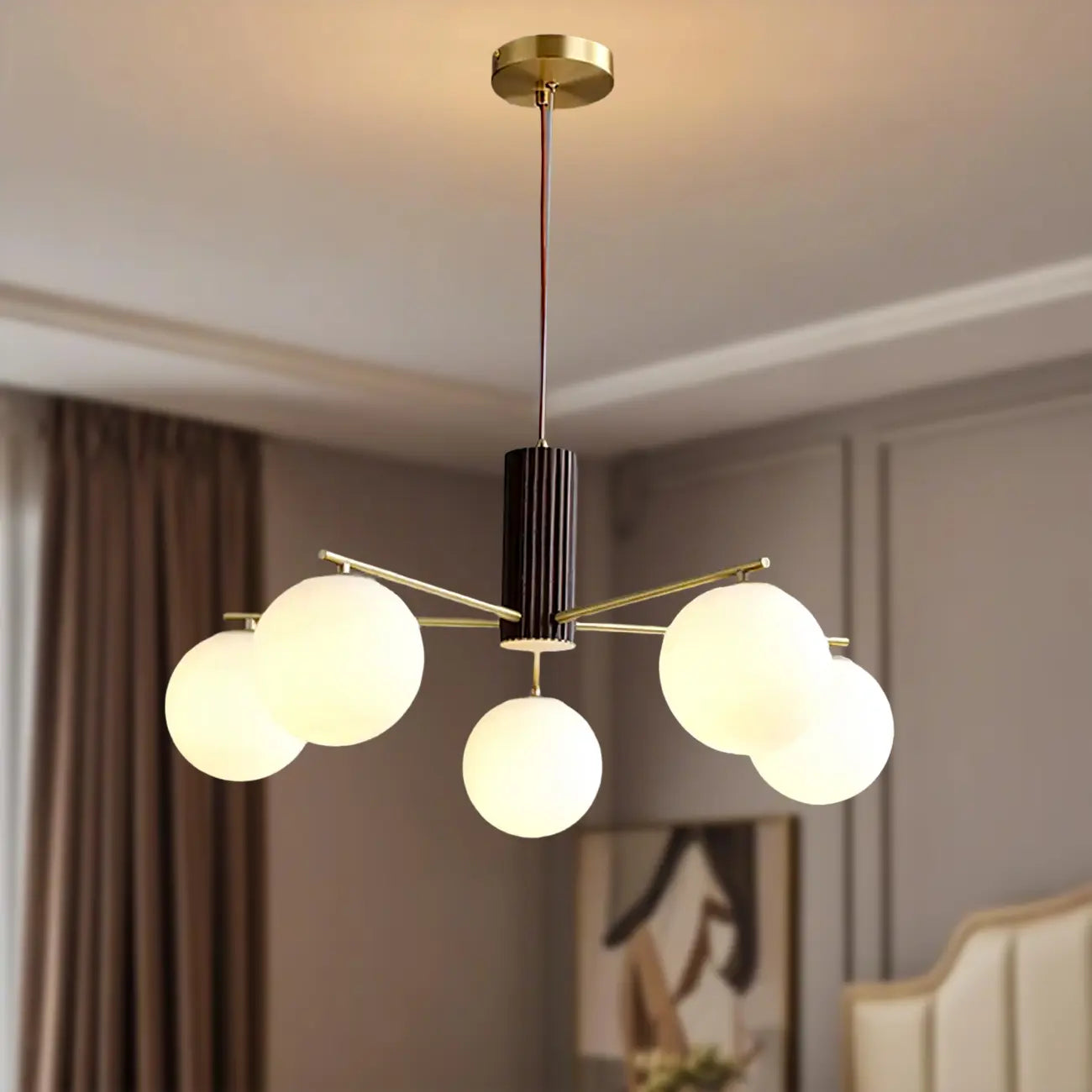 Minimalist Adjustable Globe Pendant Light with White Shade