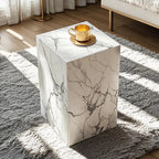 Sleek Sintered Stone Block Base Side Coffee Table