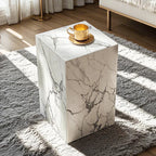 Sleek Sintered Stone Block Base Side Coffee Table
