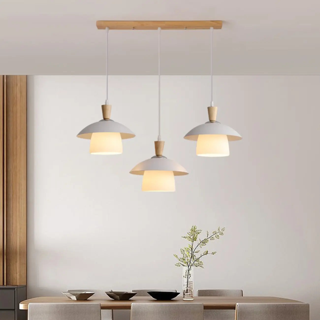 3-Light Modern Wood Island Pendant Lights for Kitchen