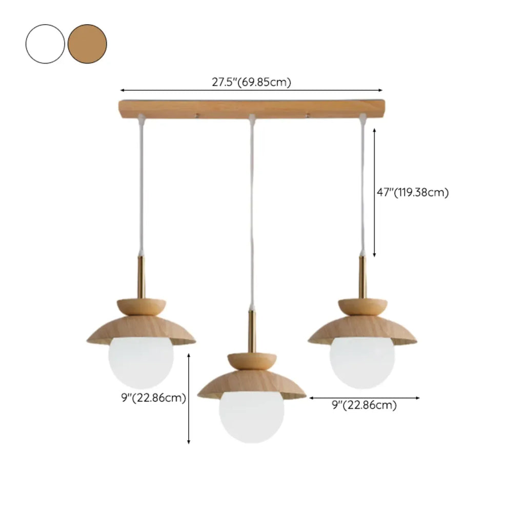 3-Light Modern Wood Island Pendant Lights for Kitchen