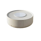 White Round Modern Drum Wood Coffee Table