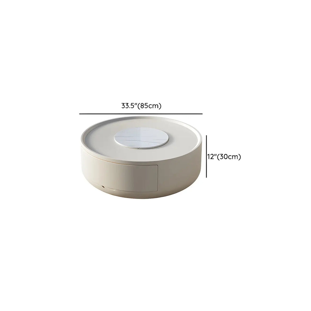 White Round Modern Drum Wood Coffee Table