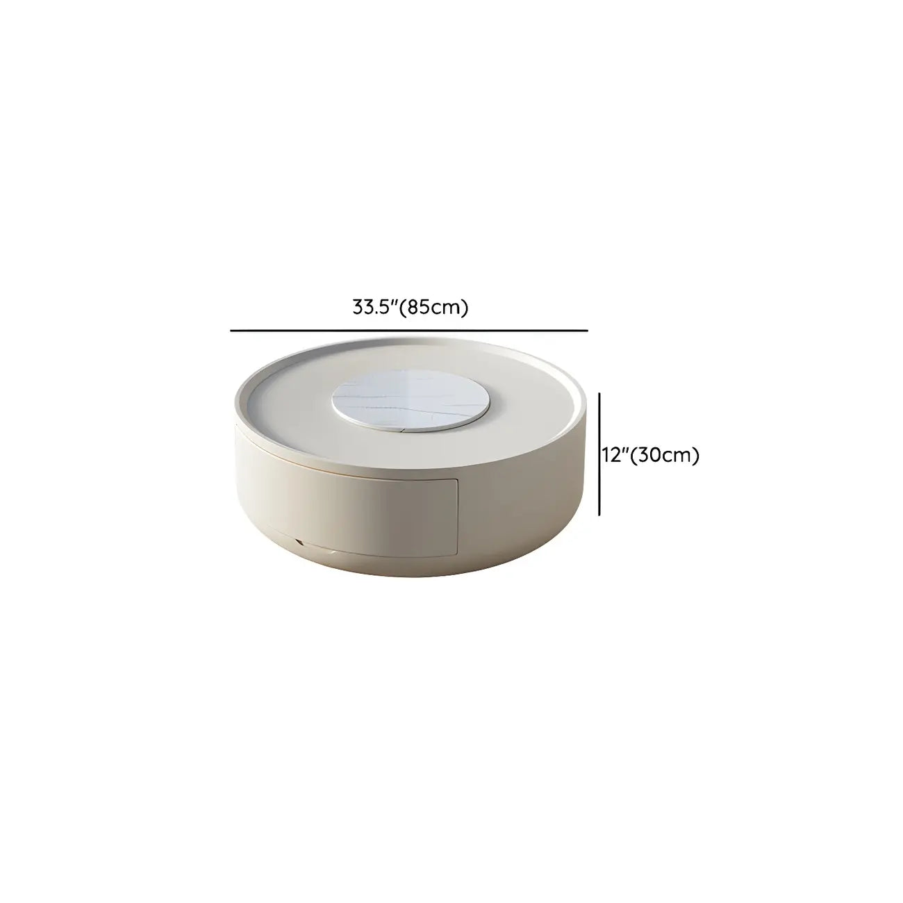 White Round Modern Drum Wood Coffee Table