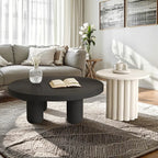Black and White Minimalist Round Wood Coffee Table