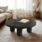 Black and White Minimalist Round Wood Coffee Table