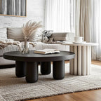 Black and White Minimalist Round Wood Coffee Table