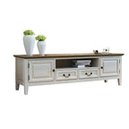 71 Coastal Wood Brown Cabinet Doors TV Stand with Legs