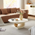 White Scandinavian Stylish Round Wood Coffee Table