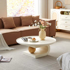 White Scandinavian Stylish Round Wood Coffee Table