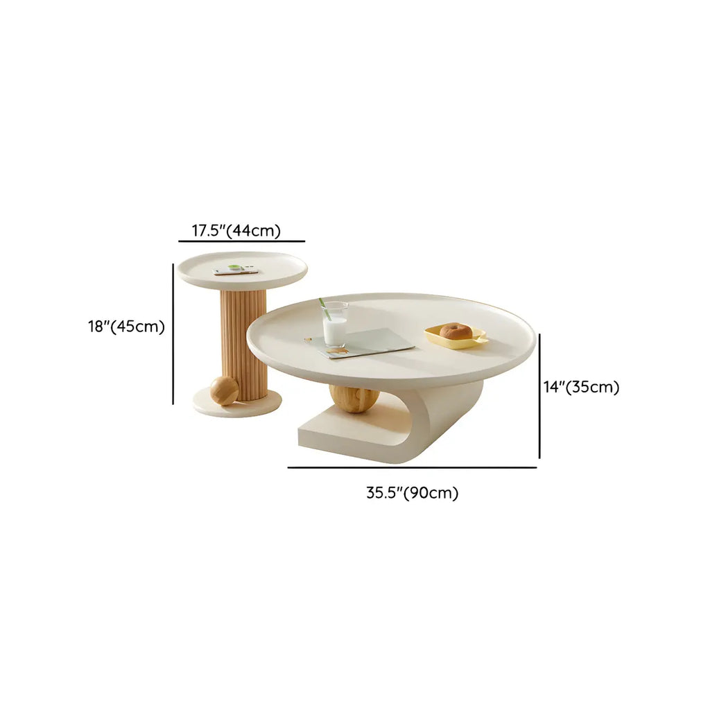 White Scandinavian Stylish Round Wood Coffee Table
