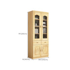 Antique Wood 5-Tier Glass Door Storage Bookcase