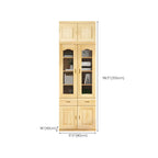 Antique Wood 5-Tier Glass Door Storage Bookcase