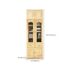 Antique Wood 5-Tier Glass Door Storage Bookcase