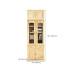 Antique Wood 5-Tier Glass Door Storage Bookcase
