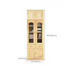 Antique Wood 5-Tier Glass Door Storage Bookcase
