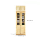 Antique Wood 5-Tier Glass Door Storage Bookcase
