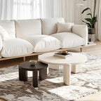 Black White Triple Leg Round Wood Coffee Table