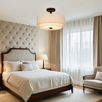 2-Tier Cylinder Fabric Ceiling Light for Modern Living Room