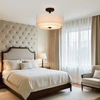 2-Tier Cylinder Fabric Ceiling Light for Modern Living Room