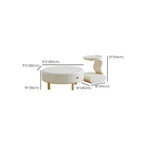 White Round Elegant Modern Wood Drawer Coffee Table