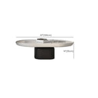 Modern Oval White Wood Coffee Table with Pedestal Base