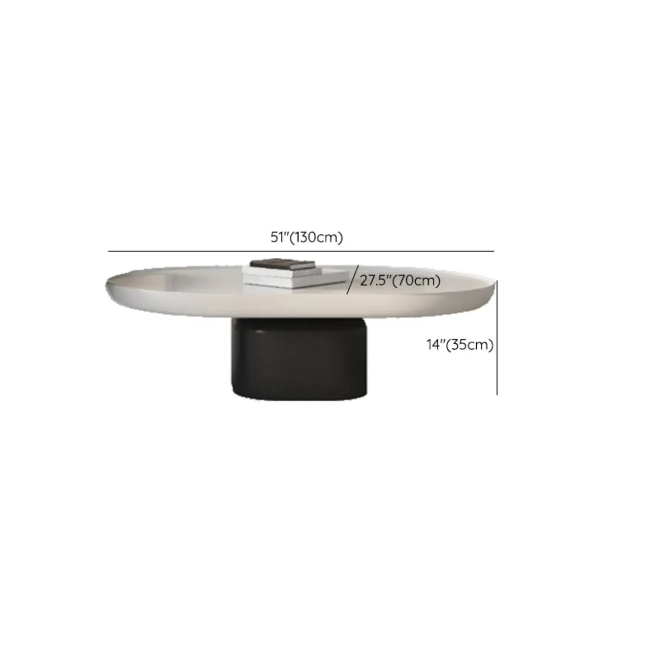 Modern Oval White Wood Coffee Table with Pedestal Base
