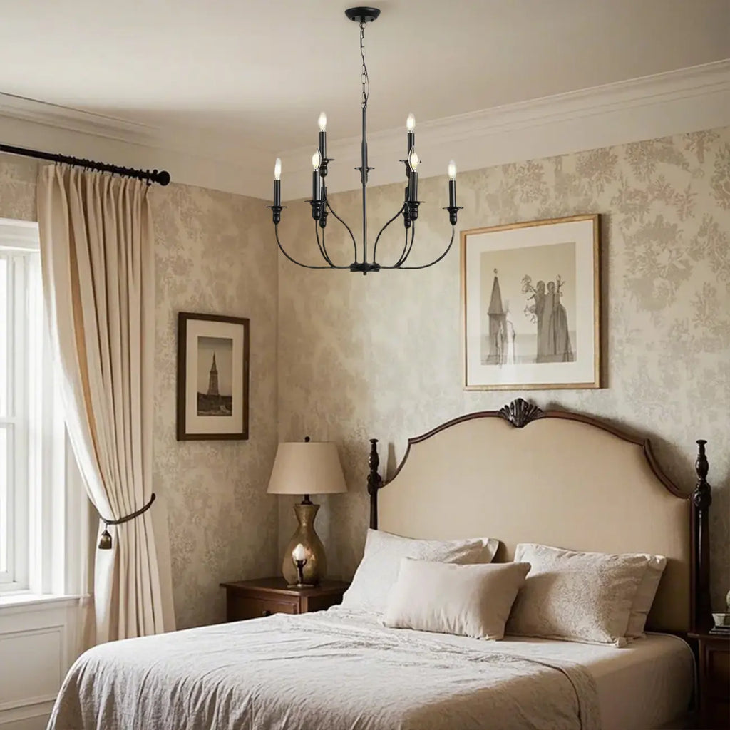 Industrial Black Chandeliers at Home with Adaptable Height