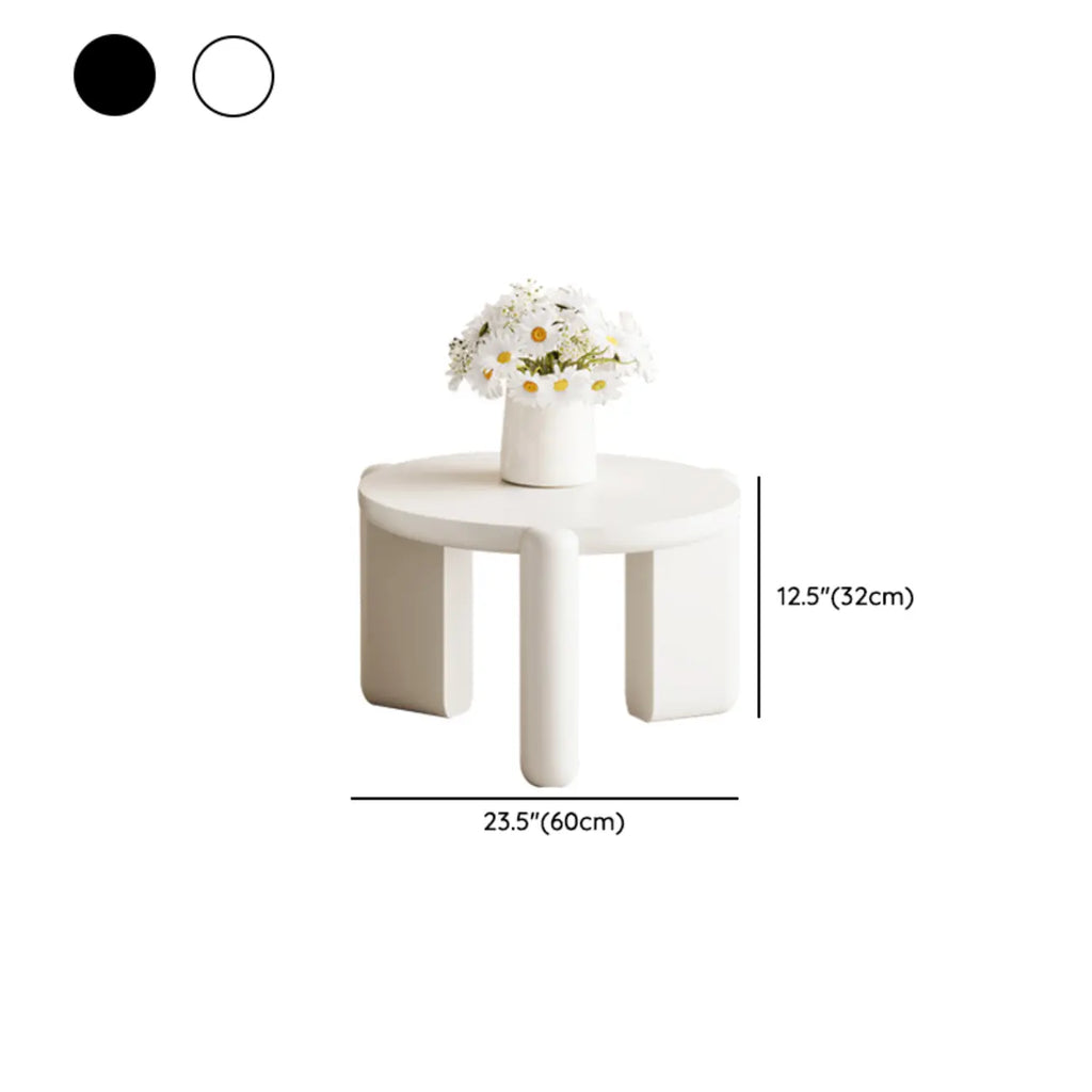 Black White Triple Leg Round Wood Coffee Table