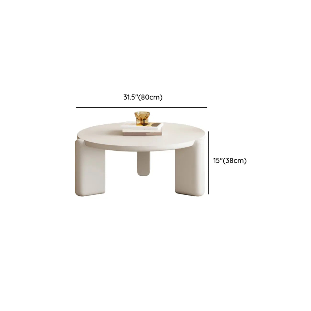 Black White Triple Leg Round Wood Coffee Table