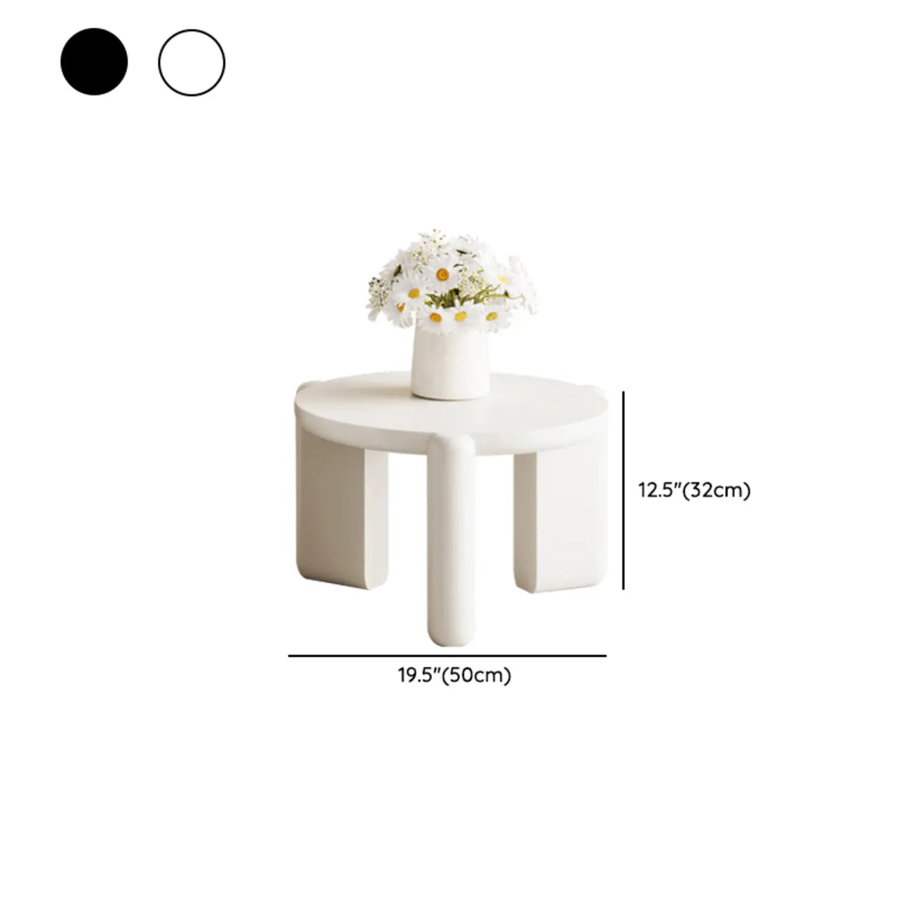 Black White Triple Leg Round Wood Coffee Table