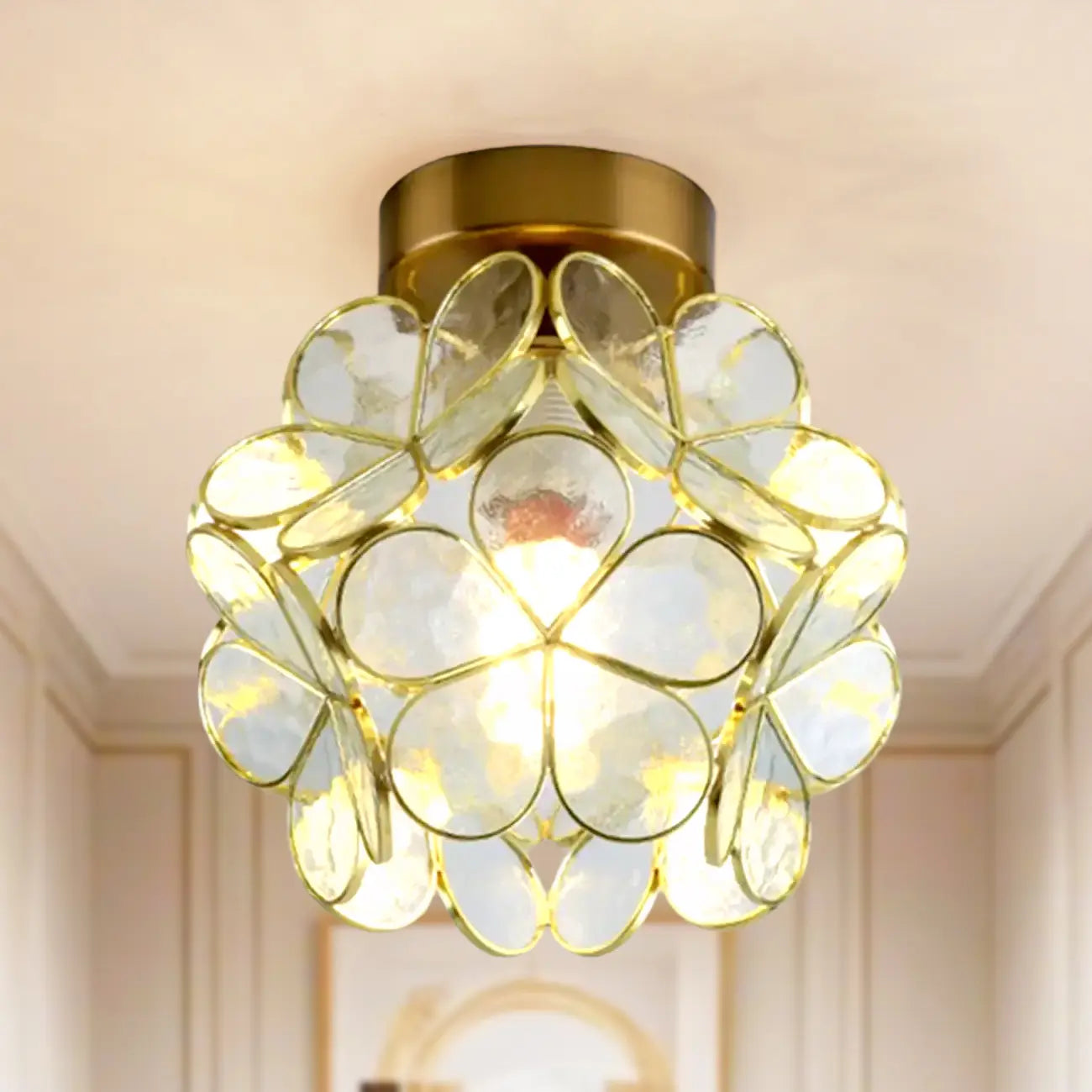 5 to 9 Inch Pink Floral Ceiling Light Fixture for Indoor Aisle