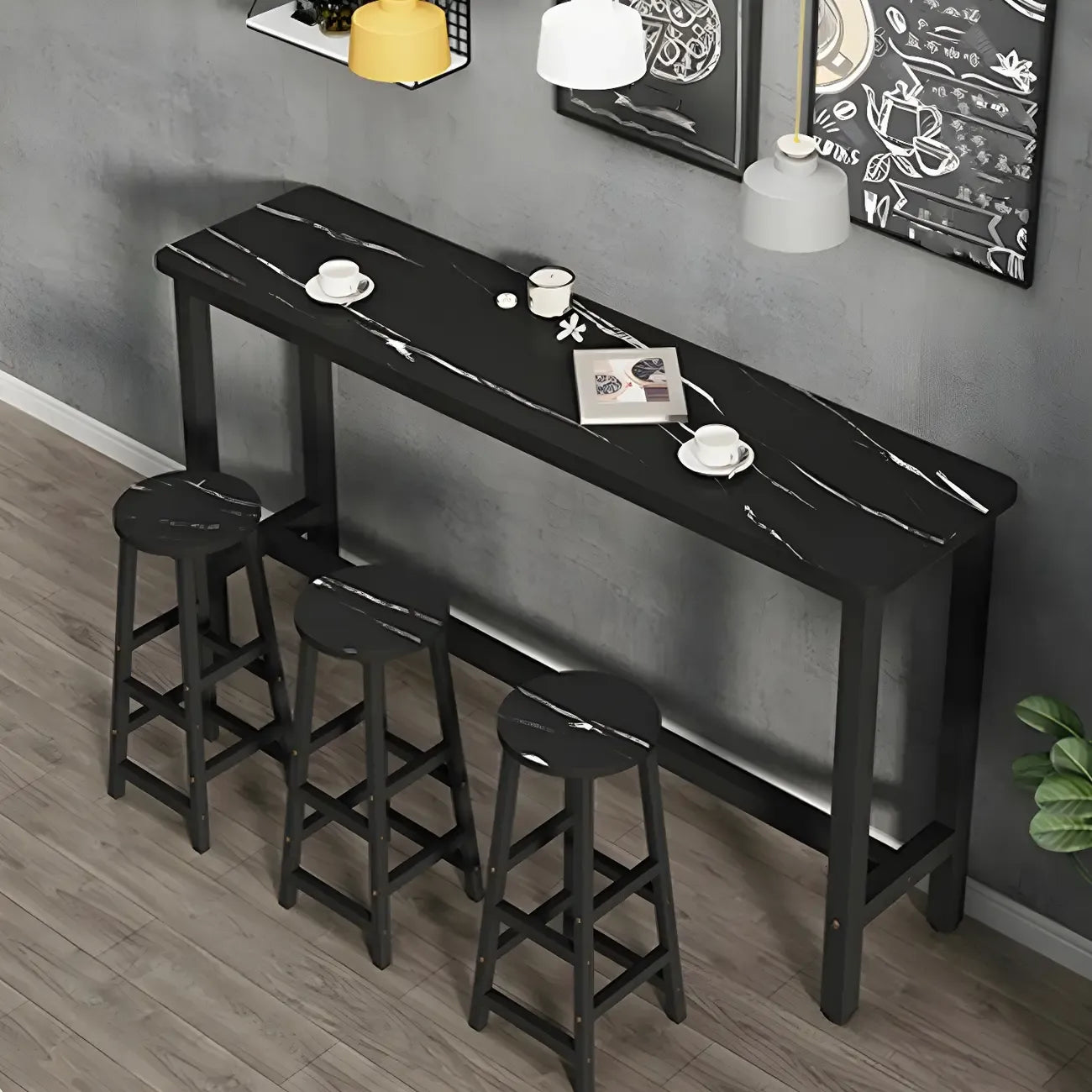 Modern White Wood Top Steel Base Bar Tables