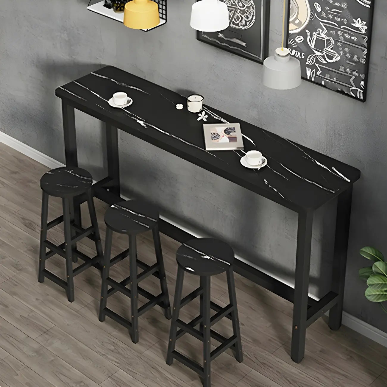 Modern White Wood Top Steel Base Bar Tables