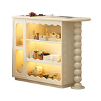 Scandinavian White Oak Storage Extendable Bar Tables