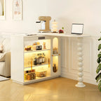 Scandinavian White Oak Storage Extendable Bar Tables