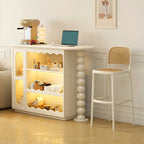 Scandinavian White Oak Storage Extendable Bar Tables