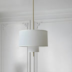 Modern Double Layer Fabric Drum Cylinder Chandelier Adjustable