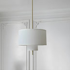 Modern Double Layer Fabric Drum Cylinder Chandelier Adjustable