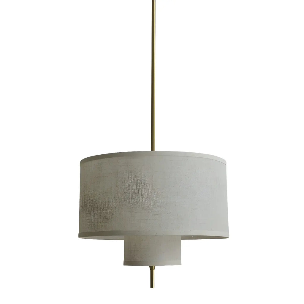 Modern Double Layer Fabric Drum Cylinder Chandelier Adjustable