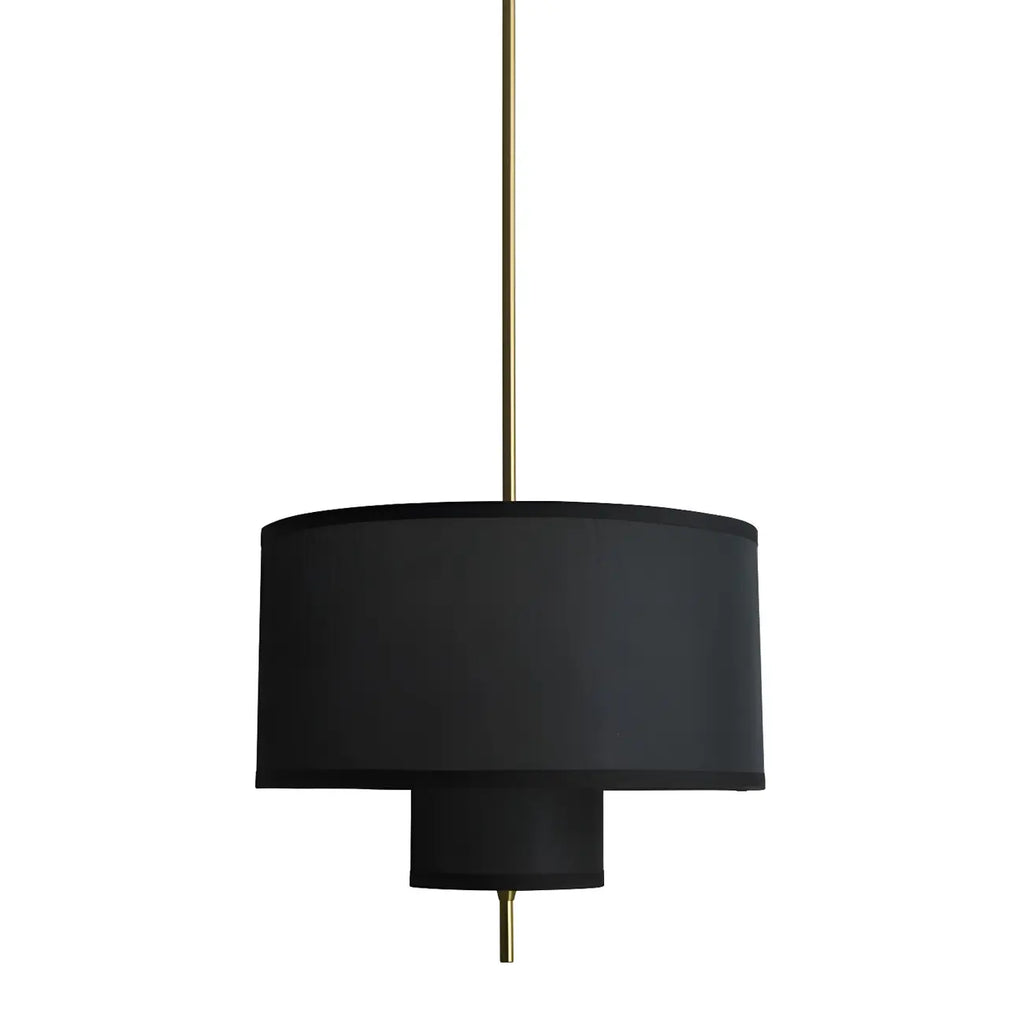 Modern Double Layer Fabric Drum Cylinder Chandelier Adjustable